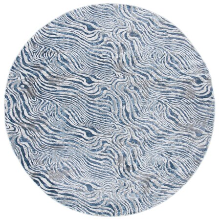 Safavieh 6 ft. 7 in. x 6 ft. 7 in. Lagoon Power Loomed Round Area Rug; Blue & Grey LGN187M-7R